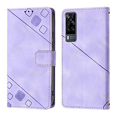 Funda de Cuero Cartera con Soporte Carcasa Y02B para Vivo Y51A Purpura Claro