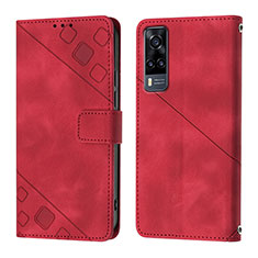 Funda de Cuero Cartera con Soporte Carcasa Y02B para Vivo Y53s 4G Rojo