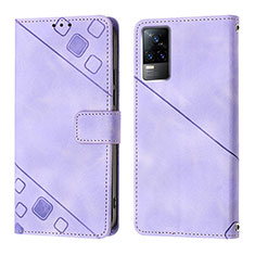 Funda de Cuero Cartera con Soporte Carcasa Y02B para Vivo Y73 (2021) Purpura Claro