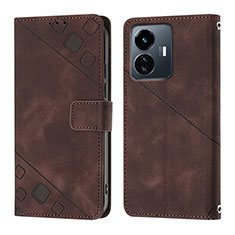 Funda de Cuero Cartera con Soporte Carcasa Y02B para Vivo Y77e 5G Marron