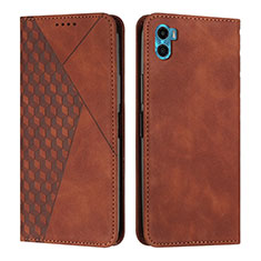 Funda de Cuero Cartera con Soporte Carcasa Y02X para Motorola Moto E22S Marron