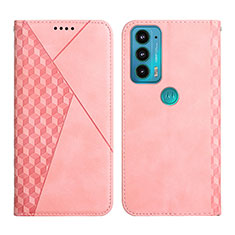 Funda de Cuero Cartera con Soporte Carcasa Y02X para Motorola Moto Edge 20 5G Oro Rosa