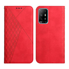 Funda de Cuero Cartera con Soporte Carcasa Y02X para Oppo F19 Pro+ Plus 5G Rojo