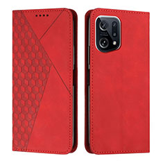 Funda de Cuero Cartera con Soporte Carcasa Y02X para Oppo Find X5 5G Rojo