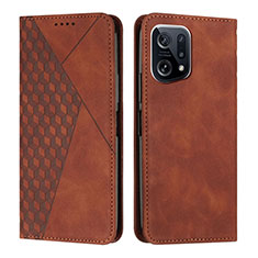 Funda de Cuero Cartera con Soporte Carcasa Y02X para Oppo Find X5 Pro 5G Marron