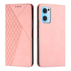 Funda de Cuero Cartera con Soporte Carcasa Y02X para Oppo Reno7 5G Oro Rosa