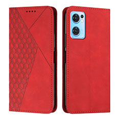 Funda de Cuero Cartera con Soporte Carcasa Y02X para Oppo Reno7 5G Rojo