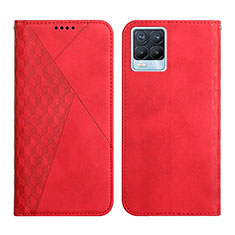 Funda de Cuero Cartera con Soporte Carcasa Y02X para Realme 8 4G Rojo