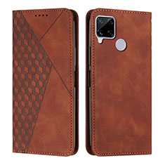 Funda de Cuero Cartera con Soporte Carcasa Y02X para Realme C25 Marron