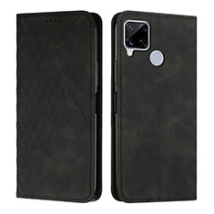 Funda de Cuero Cartera con Soporte Carcasa Y02X para Realme C25 Negro