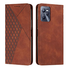 Funda de Cuero Cartera con Soporte Carcasa Y02X para Realme C35 Marron