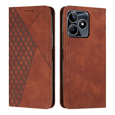 Funda de Cuero Cartera con Soporte Carcasa Y02X para Realme C53 India Marron