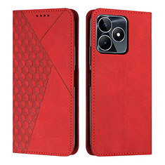 Funda de Cuero Cartera con Soporte Carcasa Y02X para Realme C53 Rojo