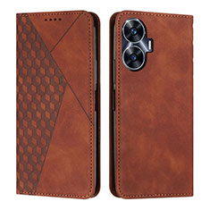 Funda de Cuero Cartera con Soporte Carcasa Y02X para Realme C55 Marron