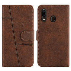 Funda de Cuero Cartera con Soporte Carcasa Y02X para Samsung Galaxy A20 Marron