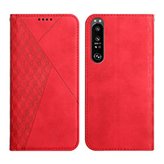 Funda de Cuero Cartera con Soporte Carcasa Y02X para Sony Xperia 1 III Rojo