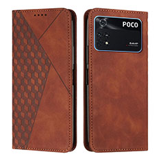 Funda de Cuero Cartera con Soporte Carcasa Y02X para Xiaomi Poco M4 Pro 4G Marron