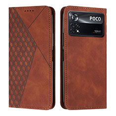 Funda de Cuero Cartera con Soporte Carcasa Y02X para Xiaomi Poco X4 Pro 5G Marron