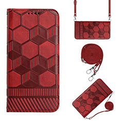 Funda de Cuero Cartera con Soporte Carcasa Y03B para Apple iPhone 15 Rojo