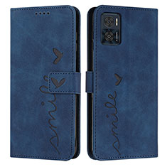 Funda de Cuero Cartera con Soporte Carcasa Y03X para Motorola Moto E22i Azul