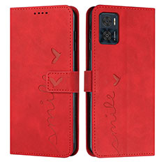 Funda de Cuero Cartera con Soporte Carcasa Y03X para Motorola Moto E22i Rojo