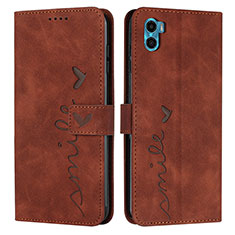 Funda de Cuero Cartera con Soporte Carcasa Y03X para Motorola Moto E22S Marron