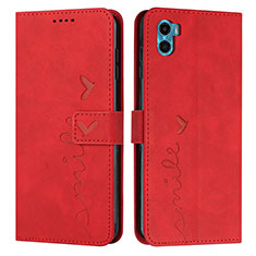 Funda de Cuero Cartera con Soporte Carcasa Y03X para Motorola Moto E22S Rojo