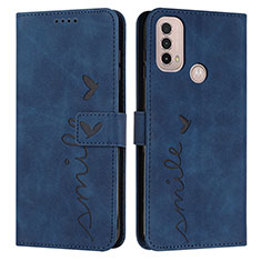 Funda de Cuero Cartera con Soporte Carcasa Y03X para Motorola Moto E40 Azul