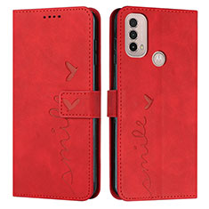 Funda de Cuero Cartera con Soporte Carcasa Y03X para Motorola Moto E40 Rojo