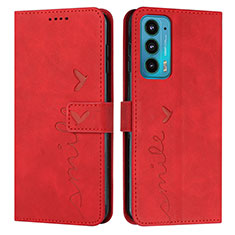 Funda de Cuero Cartera con Soporte Carcasa Y03X para Motorola Moto Edge 20 5G Rojo