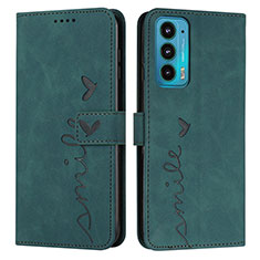 Funda de Cuero Cartera con Soporte Carcasa Y03X para Motorola Moto Edge 20 5G Verde