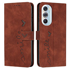 Funda de Cuero Cartera con Soporte Carcasa Y03X para Motorola Moto Edge 30 Pro 5G Marron