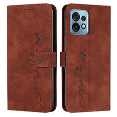 Funda de Cuero Cartera con Soporte Carcasa Y03X para Motorola Moto Edge 40 Pro 5G Marron