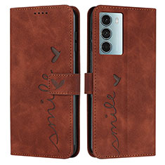 Funda de Cuero Cartera con Soporte Carcasa Y03X para Motorola Moto G200 5G Marron