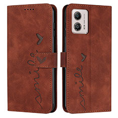 Funda de Cuero Cartera con Soporte Carcasa Y03X para Motorola Moto G53j 5G Marron