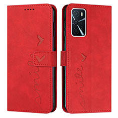 Funda de Cuero Cartera con Soporte Carcasa Y03X para Oppo A54s Rojo