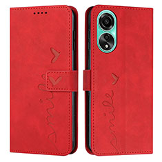 Funda de Cuero Cartera con Soporte Carcasa Y03X para Oppo A58 4G Rojo