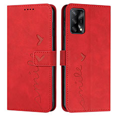 Funda de Cuero Cartera con Soporte Carcasa Y03X para Oppo F19s Rojo