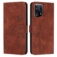 Funda de Cuero Cartera con Soporte Carcasa Y03X para Oppo Find X5 5G Marron