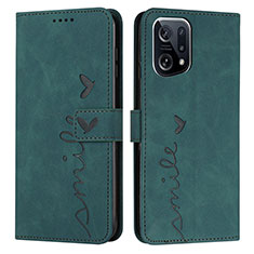 Funda de Cuero Cartera con Soporte Carcasa Y03X para Oppo Find X5 5G Verde