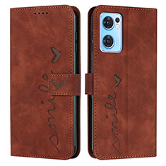 Funda de Cuero Cartera con Soporte Carcasa Y03X para Oppo Find X5 Lite 5G Marron