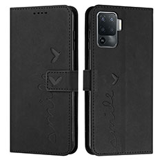 Funda de Cuero Cartera con Soporte Carcasa Y03X para Oppo Reno5 Lite Negro