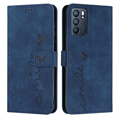 Funda de Cuero Cartera con Soporte Carcasa Y03X para Oppo Reno6 5G Azul