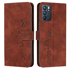 Funda de Cuero Cartera con Soporte Carcasa Y03X para Oppo Reno6 5G Marron