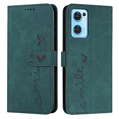 Funda de Cuero Cartera con Soporte Carcasa Y03X para Oppo Reno7 5G Verde