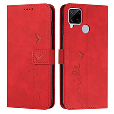 Funda de Cuero Cartera con Soporte Carcasa Y03X para Realme C12 Rojo