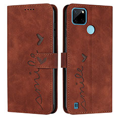 Funda de Cuero Cartera con Soporte Carcasa Y03X para Realme C25Y India Marron