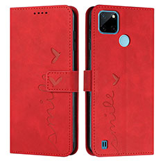 Funda de Cuero Cartera con Soporte Carcasa Y03X para Realme C25Y India Rojo