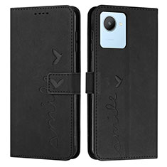 Funda de Cuero Cartera con Soporte Carcasa Y03X para Realme C30 Negro