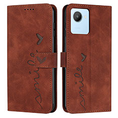 Funda de Cuero Cartera con Soporte Carcasa Y03X para Realme C30s Marron